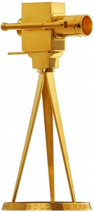 Trophäe: Die Goldene Kamera (925er Sterlingsilber mit 24-Karat-Feingoldbeschichtung)